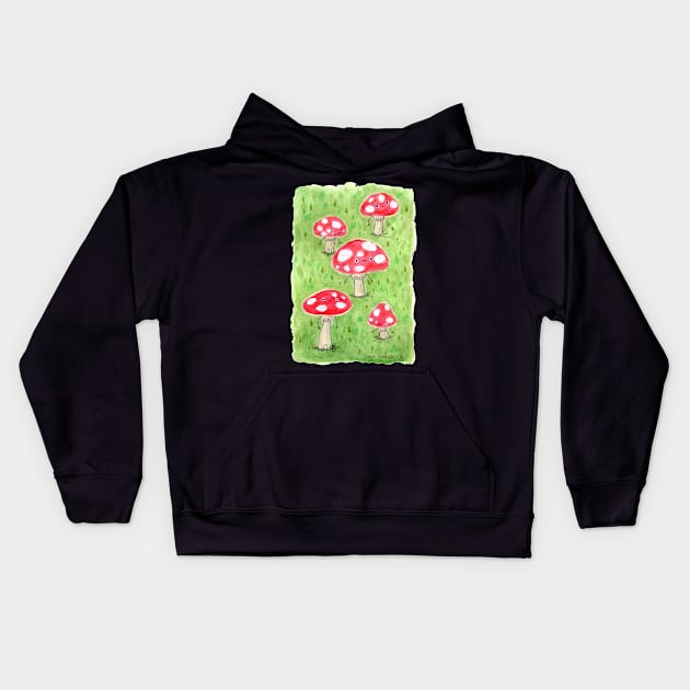 Sentient Mushrooms Kids Hoodie by Sophie Corrigan